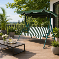Fauteuil à bascule 3 places en tube d'acier et tissu de coton, balançoire suspendue et chaise de jardin portable pour patio