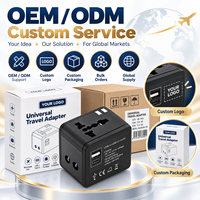 Adaptor Perjalanan Laptop Universal USB Type-C USB-A Port Pengisian Cepat 15W Konverter Colokan Daya All-in-One Paket Kabel Perjalanan OEM