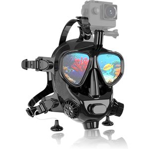Máscara de buceo completa Smaco, lente de vidrio templado de silicona negra con soporte para cámara para snorkel y buceo - Product Image 1