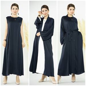 2023 Loriya Новая модная мусульманская женская атласная мусульманская одежда <span class=keywords><strong>2</strong></span> шт. летняя абайя - Product Image 4