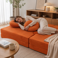 Anti-Sagging Modulares Schlafsofa mit hochdichtem Schaumstoff, Bodensofa, strapazierfähiges Cord-Schlafsofa für den täglichen Gebrauch im Büro