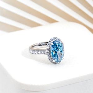 Custom Jewelry MSR-1817 Luxury Engagement Ring PT950 4.03ct Oval Shape Blue <b>Lab</b> Grown Diamond Ring - Product Image 2