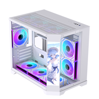 Lovingcool Nouveau Design M-ATX Boîtiers d'ordinateur Châssis de PC en verre trempé avec écran LCD Boîtier de PC de jeu tour moyenne