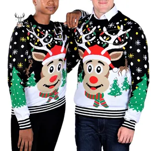 OEM 100% Cotton Family Reindeer Cotton Custom Winter Christmas Sweater