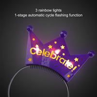 Mahkota LED Logo Kustom dengan 3 LED, Ikat Kepala Bercahaya untuk Pesta, Anti Selip dengan Sisir, Grosir Perlengkapan Pesta OEM