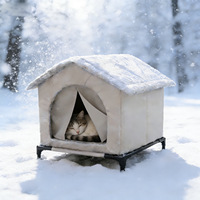 LKS LKS364 Maison pour chats errants d'extérieur, étanche, résistante aux intempéries, toutes saisons, avec toit en feuille d'aluminium
