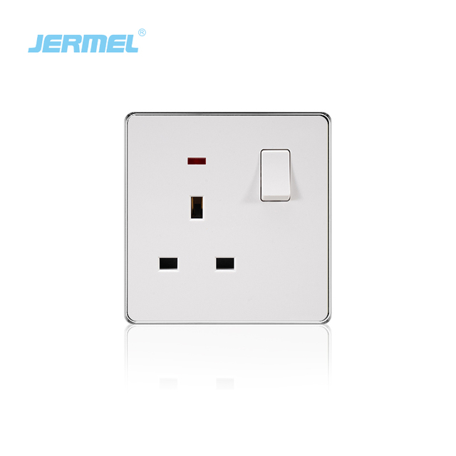 UK Standard Wall Switch Factory Direct Supply 1 Gang Single 13A Switched Socket Multi Function Wall Socket with Neon