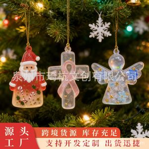 Adorno Colgante de Ángel Navideño de Resina Transparente con Flores para Decoración de Árboles - Product Image 5