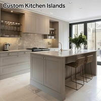 Ensemble de meubles de cuisine en bois de style européen moderne, finition peinture blanche personnalisée, avec îlot de rangement pour appartement