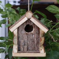 Décoration paysagère créative pour l'extérieur, ornement suspendu, nid d'oiseau en bois massif naturel, nichoir en bois