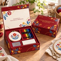 Kit de broderie personnalisé, boîte rigide magnétique, emballage cadeau avec feuille d'or