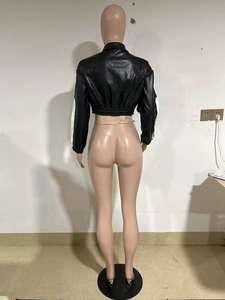 Winter Vrouwen Pu Lederen Jas Casual Lange Mouw Motorjas Y 2K Stijl Vrouwen Race Crop Jas Honkbal Pak - Product Image 6