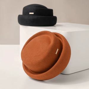 LOGO personalizzato di lusso all'ingrosso promozionale a buon mercato soffice classico Western da donna 100% ciotola di lana <span class=keywords><strong>Trilby</strong></span> Fedora cappello in feltro per le donne - Product Image 3