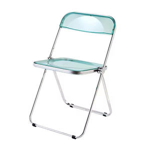 Chaise de salle à manger industrielle en gros, chaise pliante portable en acrylique transparent et métal, chaise de vente au détail pour la maison, le bar, l'appartement - Product Image 2