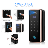 Serrure de porte intelligente EY-C90 TUYA / Contrôle via application Wi-Fi Tuya, accès par code, carte et clé, fixation sans perçage par pince pour
