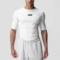 T-shirts de sport pour hommes à manches courtes, coupe ajustée, séchage rapide, personnalisables OEM, style décontracté, coupe musclée, compressifs, pour la gym et le fitness