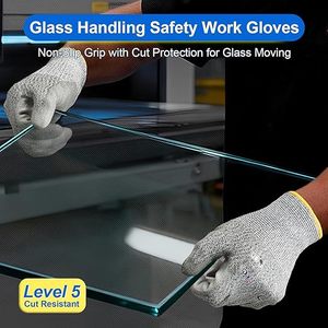 EN388 4X43D Guantes de Seguridad de HPPE con Recubrimiento de PU para Manejo de Vidrio y Construcción, Guantes Anticorte Nivel 5 - Product Image 4