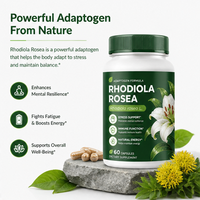Capsules d'extrait de Rhodiola Rosea en marque privée OEM pour soutenir l'énergie, soulager le stress et améliorer la santé immunitaire des adultes