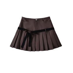 Falda de chifón plisada de corte A para <span class=keywords><strong>niña</strong></span>, natural, a media pantorrilla, con botones, transpirable, de secado rápido, antibacteriana y antiestática - Product Image 4