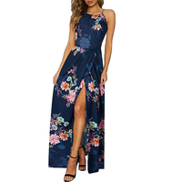 Robes décontractées pour femmes avec évider femmes sans manches longueur au sol robes décontractées dames Empire Floral robes décontractées avec Pri