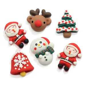 Nieuwe Aangekomen Kerst Hars Ontwerp Cabochon Kralen Kunstmatige Sneeuwpop Herten Groene Boom Santa Diy Craft Xmas Sieraden Winkel