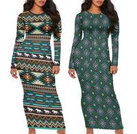 Vente chaude vêtements occidentaux femmes à manches longues aztèque Ropa De Mujer Vestidos robes sexy