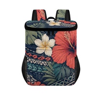 Sac à dos décontracté OEM avec imprimé Tapa Hibiscus Samoan, fermeture éclair et deux poches latérales en maille