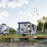 Maison préfabriquée en verre trempé creux nouveau Design maison conteneur Super luxueux maison Capsule dans une zone touristique