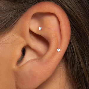Pendientes de Plata de Ley 925 con Forma de Corazón Simple, Parte Posterior Plana, Rosca Interna, 1.0*6mm 1.0*8mm - Product Image 2