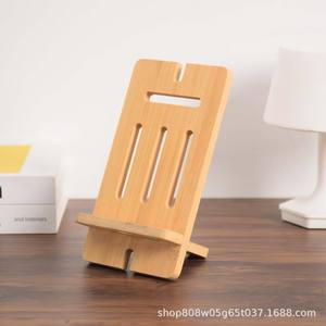 Bamboo Wood Phone Stand Desktop <b>Tablet</b> <b>Holder</b> Natural Color Solid Wood Detachable Design For Charging And Display - Product Image 1