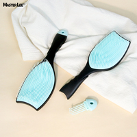 Masterlee Logo personnalisé Brosse à perruque ABS de haute qualité noir et bleu avec nettoyant