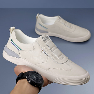 Zapatos Slip-On para Hombre, Zapatillas Blancas con Suela de Goma Suave, Tacón Bajo, Mocasines Casuales para el Tiempo Libre - Product Image 2