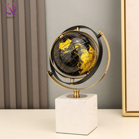 Globe de luxe léger en marbre pour décoration de bureau haut de gamme Globe en métal moderne pour décoration de salon et de bureau