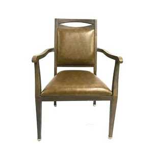 모조 나무 금속 디자인 합성 가죽 안락 의자 의자