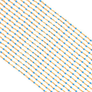 Petites pierres précieuses rondes à facettes bleu turquoise plaqué or perles en laiton trouver des chaînes - Product Image 2