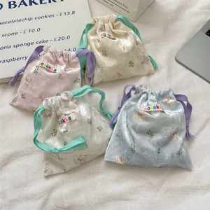 Sozakka Cartoon Bear Drawstring Bag Small Cosmetic Pouch <b>For</b> <b>Makeup</b> Lipstick Travel Bedroom Use - Product Image 1