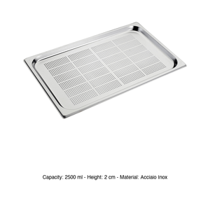Bac alimentaire perforé en acier inoxydable GN 1/1 53 × 32,5 × 2 h cm, 910 g Inox Inox Macel - Product Image 3