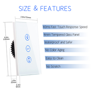 Bingoelec 2200W US AU Style Intelligent Smart Touch Cortina ventanas Wifi Interruptor de pared para Asistente de hogar - Product Image 2