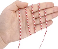 OKAY Vente en gros de ficelle de coton rouge et blanche de 2 mm, certifiée SGS, à 3 brins torsadés, écologique, cordon en macramé pour vêtements et textiles de maison