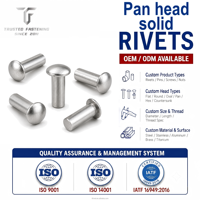 Rivets pleins à tête cylindrique en acier inoxydable TianFang IATF 16949, diamètre personnalisé de 0,4 à 20 mm pour l'assemblage de pièces de système d'essuie-glaces automobile