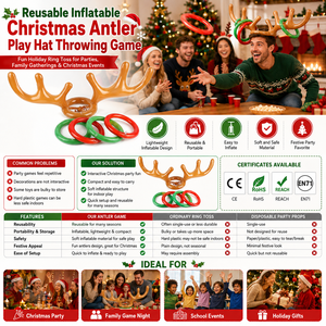 Reusable Inflatable <b>Christmas</b> Antler Hat Throwing Game Party Toy Holiday Family Game - Product Image 1