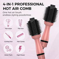 Brosse à air chaud ionique professionnelle 1300W 4-en-1 : sèche-cheveux, lisseur, boucleur, diffuseur, démêloir – Idéale pour salon et hôtel