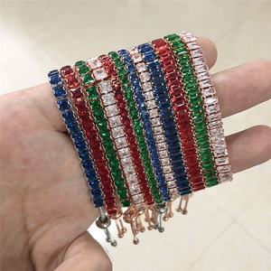 Pulsera de una <span class=keywords><strong>fila</strong></span> con diamantes de cristal y Circonia cúbica para <span class=keywords><strong>mujer</strong></span>, brazalete con Zirconia cúbica, Zirconia, circonita, zirconita, forma cuadrada, colorida, a la moda - Product Image 1