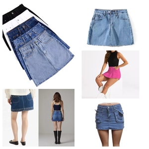 Women's High Waist Denim Mini <b>Skirt</b> Solid Color Stonewashed Casual <b>Summer</b> Style With Pockets Regular Fit Blue Jean <b>Skirt</b> - Product Image 3