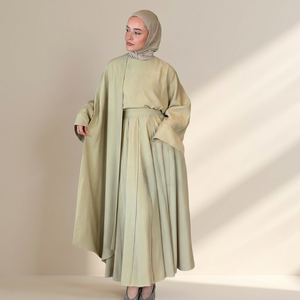 Conjunto de Abaya y Capa Plisada Premium para Mujeres Musulmanas, Moda Modesta de Oriente Medio, Venta al Por Mayor OEM - Product Image 2