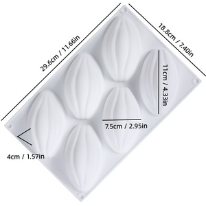 6-Cavity Cocoa Bean Mold Silicone Baking Mold For Chocolate Dessert Mousse Cake Milk Jelly Pudding Commercial Use - Product Image 5