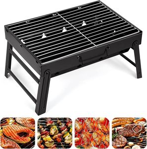 Advanced Modern Portable 430 Stainless Steel Powder Coated Charcoal <b>Grill</b> Folding Outdoor BBQ Telescopic Legs Double Air <b>Vents</b> - Product Image 1