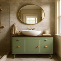 Meuble-lavabo sur pied en bois massif au design traditionnel avec miroir intelligent HD – Très apprécié en Amérique latine – En promotion