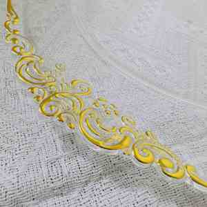Assiettes rondes en plastique transparentes de 13 pouces avec bord doré pour la décoration de table de mariage - Product Image 4