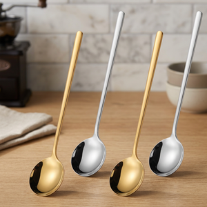 Cuillère en acier inoxydable durable, couverts réutilisables, ustensile de table en métal de qualité supérieure, vaisselle élégante pour la maison et les restaurants - Product Image 3